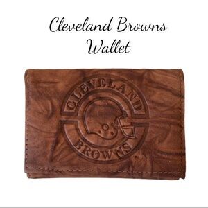Cleveland Browns Faux Leather Brown Trifold Wallet